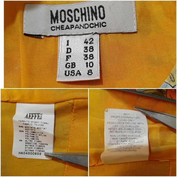 MOSCHINO Cheap and Chic Bright Floral Dress Knee Length Blue Pink Yellow US 8 - Picture 7 of 9